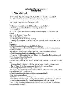 Đề cương ôn thi học kì I môn địa lí 8